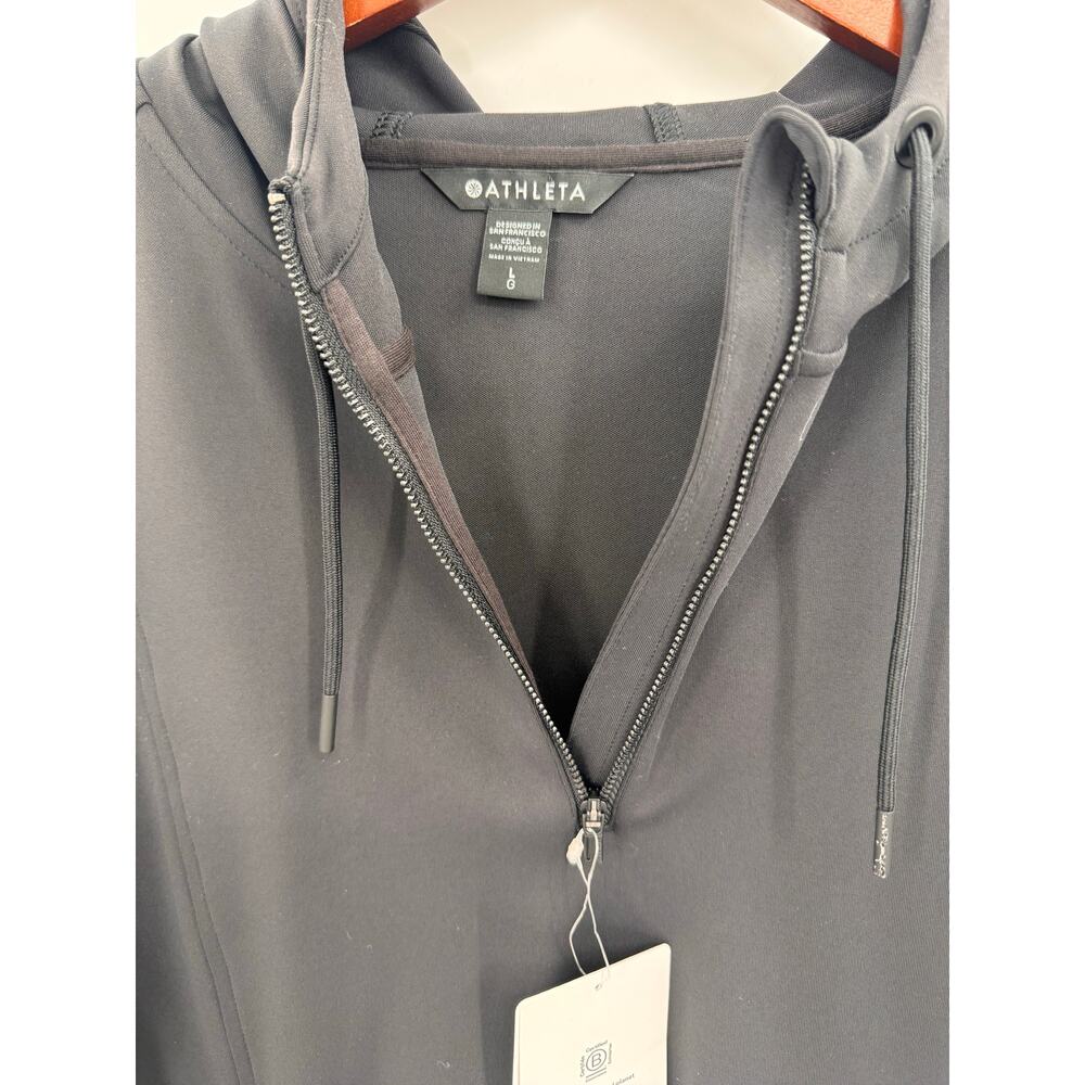 Athleta Black Venice Moto Hoodie Sculpttek Zip Pocket Athleisure Size Large - Picture 5 of 10